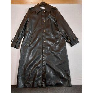 Zara Faux Leather Trench Coat Womens sz Large No Belt